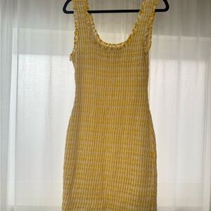 Anthropologie Yellow Ribbed Sleeveless Sheath Mini Dress